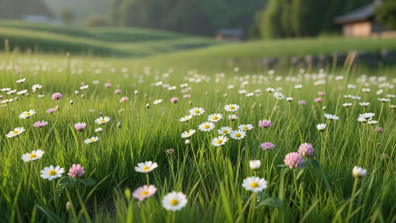 ピンクと白の草花